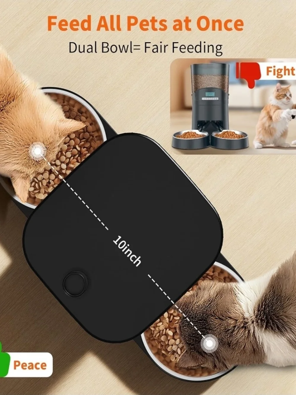 Automatic Pet Feeder in Black and Smoke